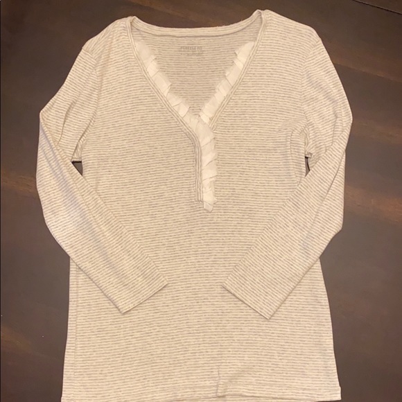 J. Crew Tops - J. Crew | Ruffled Henley Striped | Size: XL
